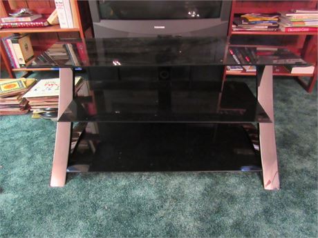 Black Glass 3 Tier TV Entertainment Stand