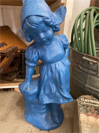 Vintage Garden Dutch Girl Statue, Garden Hoses, Edging,