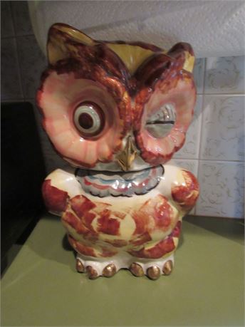 Vintage Owl Ceramic Cookie Jar