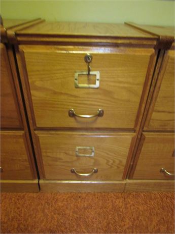 Oak Filing Cabinet w/ Keys