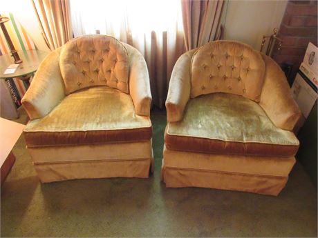 2 Matching Gold Swivel Chairs