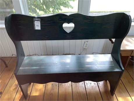 Solid Painted Wood Bench with Back