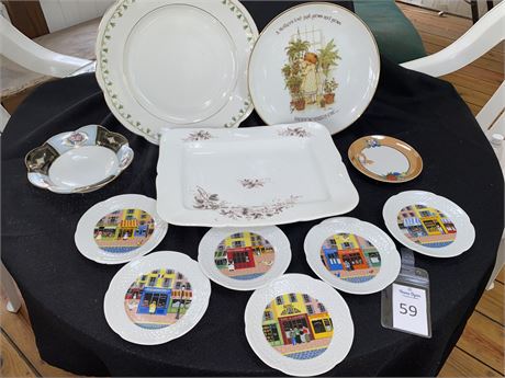 Collectible Lourioux French Porcelain "Merchants Row" 6-Piece Set & More