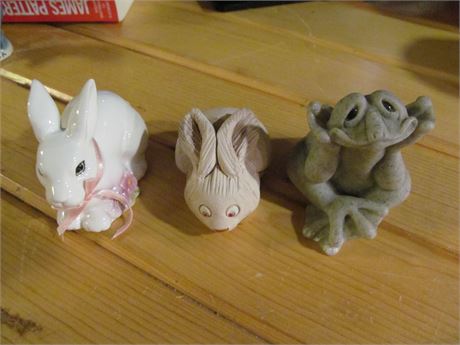 Bunnies and Frog Figurine Lot
