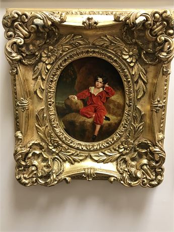 Oil on Panel in Amazing Louis XV Gilt Frame