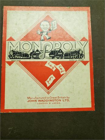Antique Waddington Monopoly Board w/ Rules Great Britain