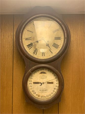Antique Ithaca Calendar Clock Co. No. 4 Hanging Office Clock, 1866