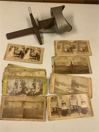 Antique Stereo Viewer & Cards
