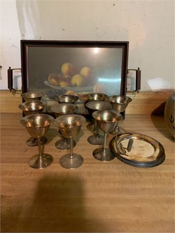Apollo Silver Plated Chalice Set with Compositional Print