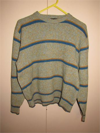 1960s Striped Wool Blend Sweater, Men's Large