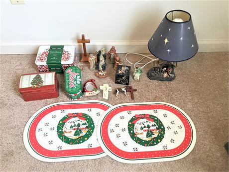 Christmas Nativity Set and Lamp and More