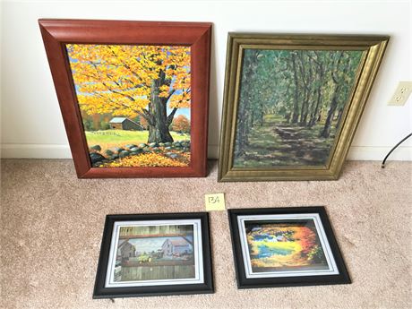 Two Framed Paintings and Two Framed Prints of Landscapes