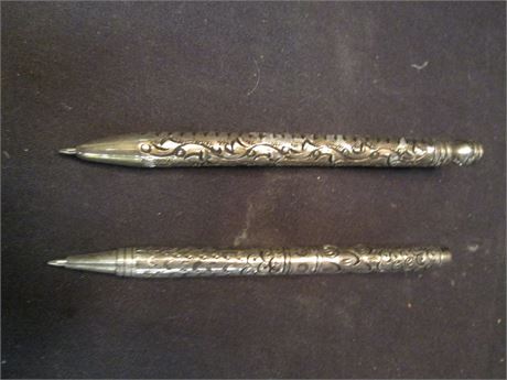 Vintage Metal Silver Ink Pens Collectible Victorian Pens